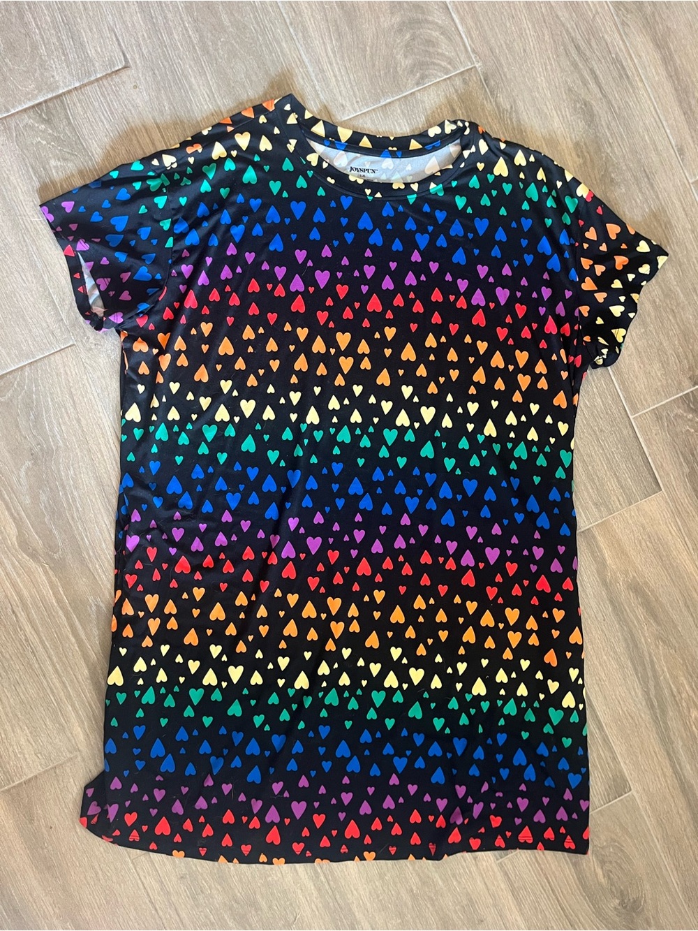 Jumping Beans Black Rainbow Heart Tee Nightshirt